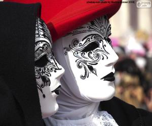 yapboz Klasik beyaz Venedik maskeleri